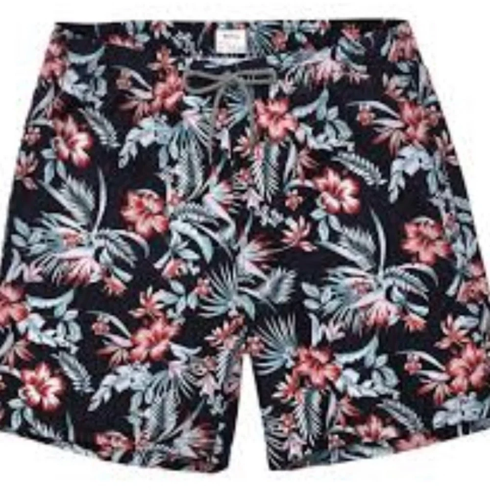 Biwisy Mens Swim Trunks Lined Floral Black Tropical. Brand new XL